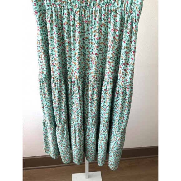 Floral Dress L Tiered Pockets Midi Puff Sleeve Cottagecore Casual Boho Fairycore - Picture 9 of 10